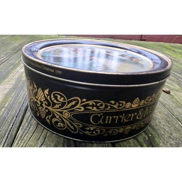 Vintage Currier & Ives American Railroad Scene Snow Bound Train Round 10" Tin - Picture 7 of 11